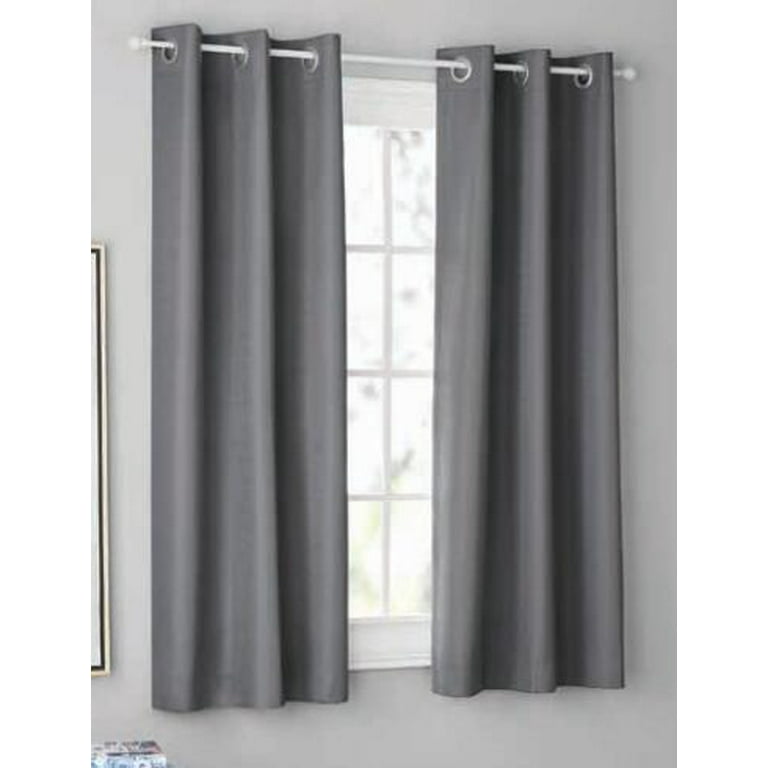 Muamar Velcro Blackout Curtains for Bedroom 2 Panels with Tiebacks(Grey,  34 W x 45 L),Without Rods Small Curtains,Kitchen Curtains,Easy Install  for
