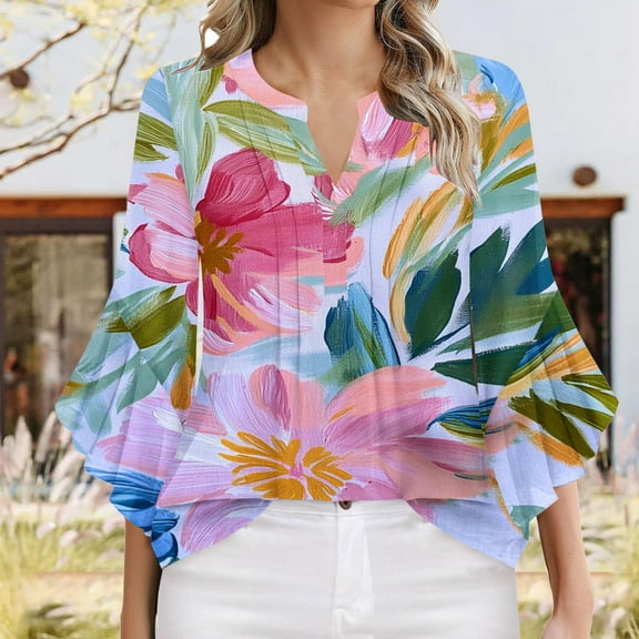 LiMoi Womens Tops T Shirt 3/4 Sleeves Women Plus Size Tops for Women Summer Work Womens Graphic T Shirts orders my reorder list