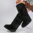 thumbnail image 4 of Women Winter Warm Plush Faux Fur Knee High Snow Boots Female Luxury Plush Snow Boots Outside Stylish Winter Footwear Y2K Shoes, 4 of 5