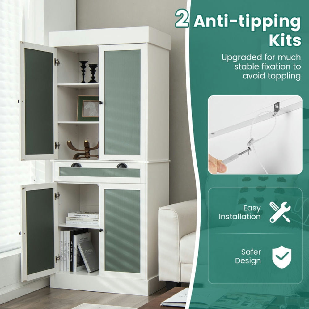 Finihen Kitchen Storage Cabinet, Buffet Sideboard, Kitchen Pantry Cabinet with 2-Door Sideboards and Adjustable Shelves, for Dining Room, Kitchen, Living Room, White Finihen Kitchen Storage Cabinet, Buffet Sideboard, Kitchen Pantry Cabinet with 2-Door Sideboards and Adjustable Shelves, for Dining Room, Kitchen, Living Room, White