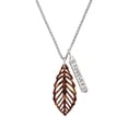 thumbnail image 1 of Delight Jewelry Acrylic Large Leaf Pearly Brown Silvertone Forever Bar Charm Necklace, 23", 1 of 4