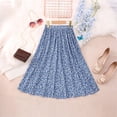 thumbnail image 4 of GiLiling Jupes pour Filles, Jupe Midi Évasée Imprimée avec Taille Élastique, Jupe Longue Décontractée Fluide en Rayonne Style Robe pour l'Été (Bleu, 5-6 Ans), 4 of 7
