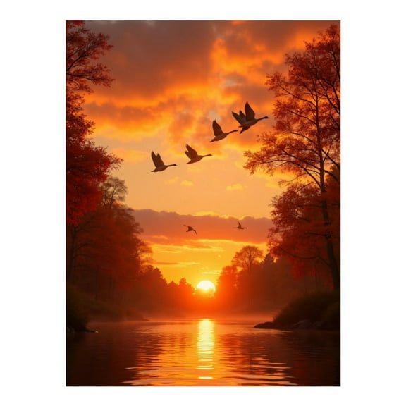 Diamond Art Kit for Adults, Autumn Sunrise Over Tranquil River Diamond Painting for Adults Beginners, 5D DIY Diamond Art Painting Kits, Colorful Diamond Painting Craft for Home Decor 12x16