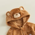 thumbnail image 6 of Cjfdfy Newborn Baby Boy Girl Halloween Animal Costume Clothes Brown Bear Long Sleeve Zip Up Hooded Romper Cute My First Halloween Fall Winter Costume 0-18M, 6 of 9