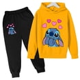 thumbnail image 3 of Sudaderas con capucha de Disney Stitch para niñas, conjuntos de ropa para niños, camisetas y pantalones para niñas, 2 piezas, conjuntos de chándal para niños, 3 of 5