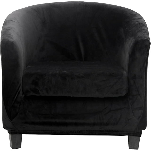 Housse de Fauteuil Club Ensemble de Pièces Housses de Fauteuil Tub avec Housse de Coussin Housses de Fauteuil en Velours Extensible Housses de Fauteuil Tonneau Rond Doux pour Salon Bar Comptoir Club (Velours)