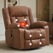 YSICK Swivel Rocker Recliner Chair with USB Ports Faux Leather for Living Room,Light Brown