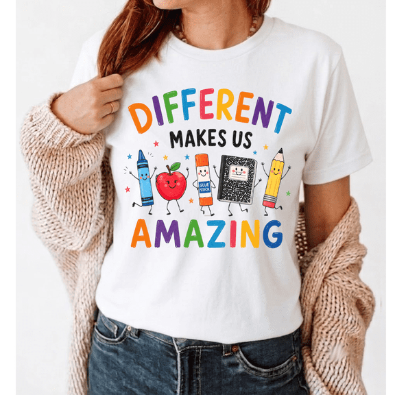 Godmerch Happy First Day of School Crewneck Teacher Graphic Shirt, First Day of School Teacher Gifts Tee for Women
