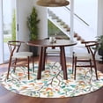 thumbnail image 4 of Teal Orange Eucalyptus Round Area Rugs Collection 7', Weeping Botanical Leaves Non Slip Indoor Circular Throw Runner Rug Floor Mat Carpet for Living Room Dining Table Bedroom Nursery, 4 of 9