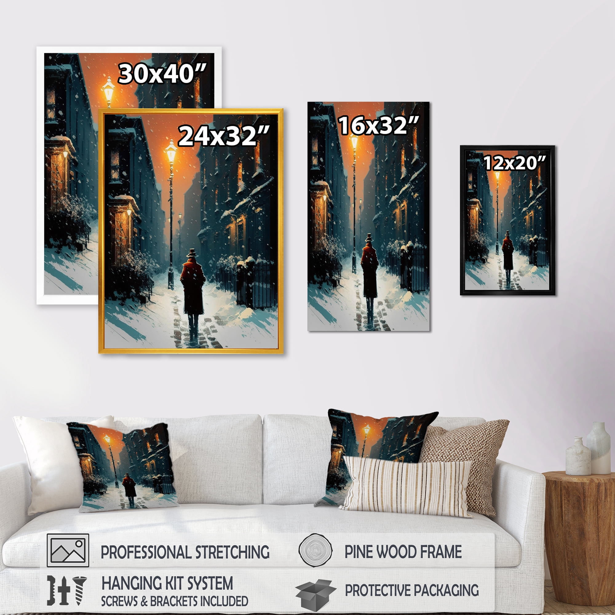 Designart City During The Winter I Canvas Wall Art