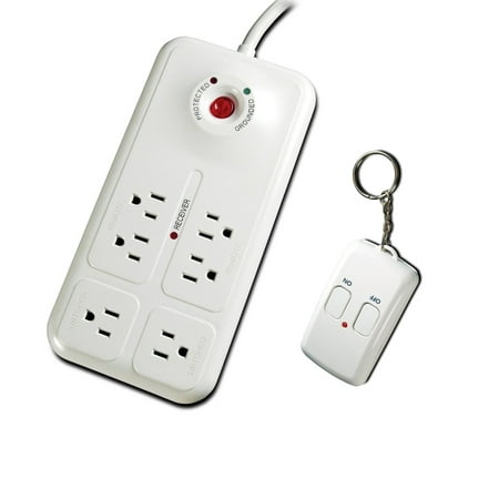 Uninex RF Remote Control Power Managed 6 Outlet 6ft Energy Controlled Surge Protector, Eliminates Standby Idle Electricity