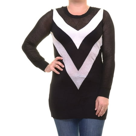 INC International Concepts Women Color-blocked Deep Black Tunic/ Sweater Size S