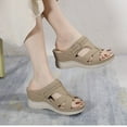 thumbnail image 4 of HAOTAGS Womens's Stylish Walking Sandals Slide Sandals Platform Summer Sandals Beige Size 5.5, 4 of 5