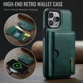 thumbnail image 6 of Magnetic Detachable Wallet Case For iPhone 12 Pro Max, 2-in-1 Folio Back Flip Kickstand Cover with RFID Blocking Credit Card Slots & Cash Bag, Shockproof TPU Bumper Phone Case, Green, 6 of 11