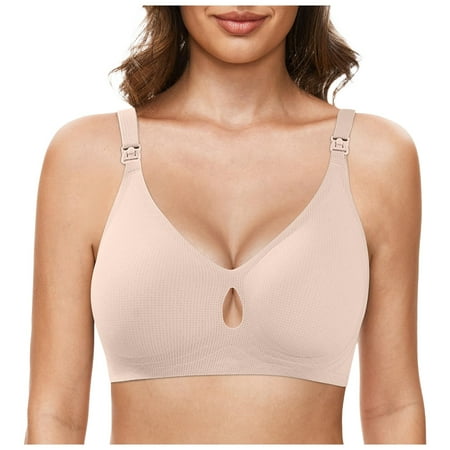 DXOUPM Nursing Bras for Breastfeeding Seamless Maternity Bra Wireless Pregnancy Bras Comfort Sleep Bralette with Support Pink L