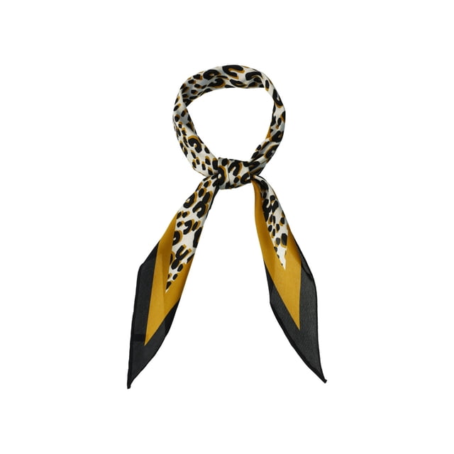 INSPIRE CHIC Foulard Tour de Cou pour Femme à Imprimé Léopard et Losanges Jaune