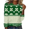 thumbnail image 2 of ClodeEU Womens St. Patrick's Clover Print Irish Pullover ,Long Sleeve Shamrock Round Neck Sweatshirts Green 03,Womens Plus M, 2 of 4