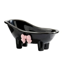 ZZYuan Big Clearance Bathtub Shaped Soap Dish with Cute Bow Soap Holder for Bathroom Drainable Soap Tray for Countertop New!