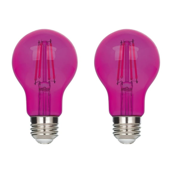 Westinghouse 4.5 Watt (40 Watt Equivalent) Pink A19 Omni Filament LED Light Bulb Medium (E26) Base, 2-Pack