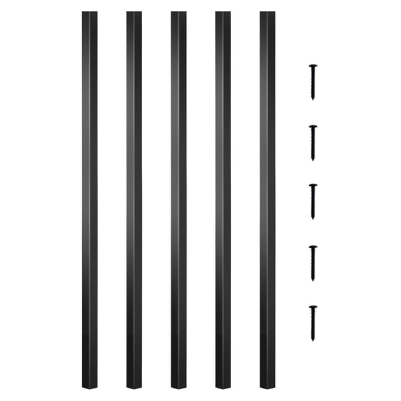 Metal Deck Balusters 101 Pack, 26" Deck Spindles, Aluminum Alloy Railing for Outdoor Stair Deck, Black Square Baluster with Screws
