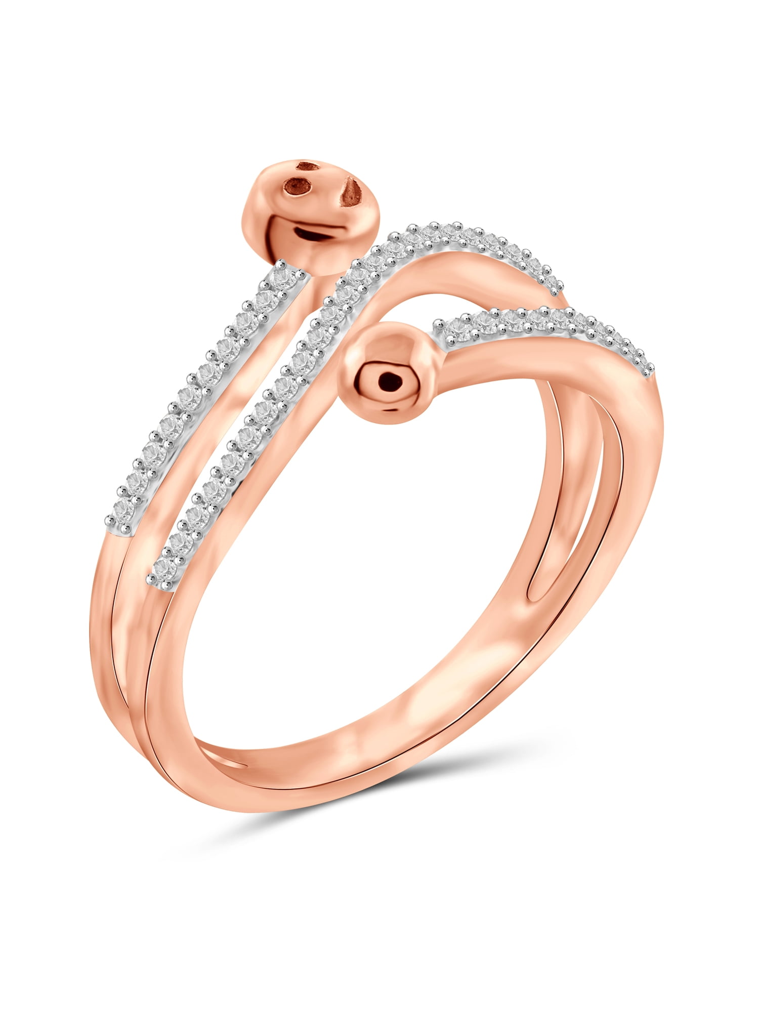 JewelersClub Stackable Diamond Rings for Women – 1/5 Carat White Diamond Ring Jewelry– Rose Gold Over Silver Stackable Bands for Women –– Stackable Ring Set by JewelersClub