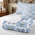 thumbnail image 4 of Manfei Floral Bow Daisy Bed Spread Queen 3pcs,Geometric Plaid Queen Coverlet Set,1 Quilt and 2 Pillowcases, 4 of 7