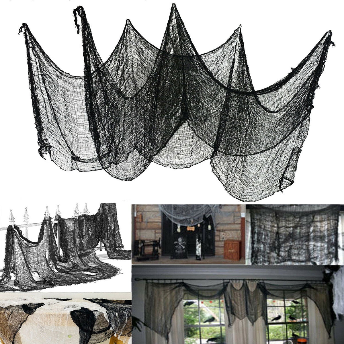 Details about   Halloween Haunted House Black Lace Web Tablecloth Table Cloth Party Decoration 