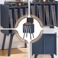 thumbnail image 4 of LEYAOYAO Record Player Table with Vinyl Storage, 4 Cabinet Up to 100 Albums, Turntable Stand with Wood Legs for Living Room, Blue, 4 of 7