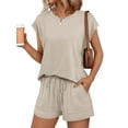 thumbnail image 1 of Conjunto de dos piezas AUTOMET Women's Lounge Summer Outfits 2025 Khaki XL, 1 of 6