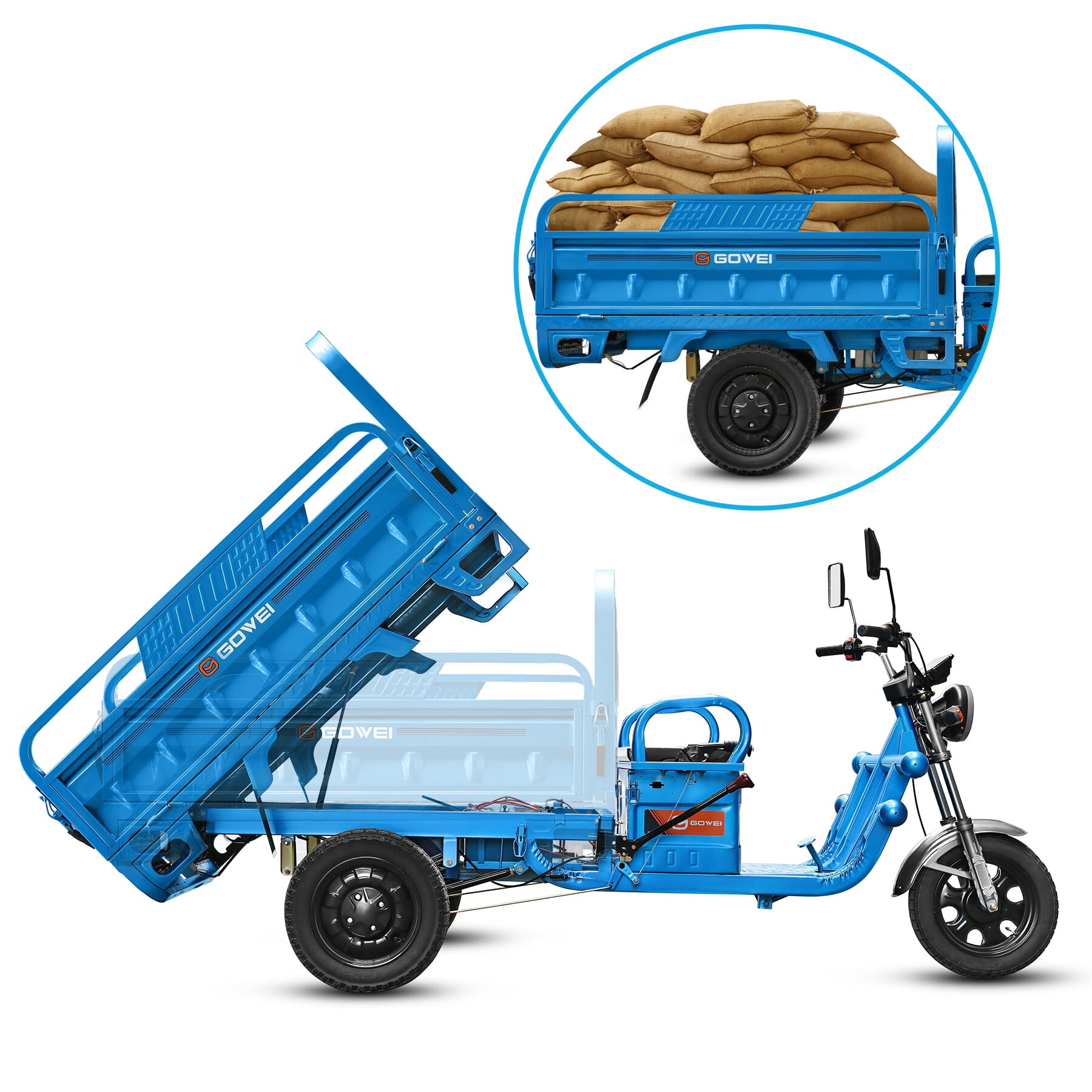Oryxearth 1000W 60V 3-Wheel Electric Vehicle, 32Ah Auto Electric Minibike, up to 21 Mph