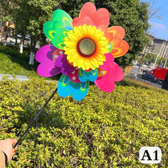 1Pc Sunflower/Butterfly Windmill Pinwheel Colorful Sequins Windmill Carry Camping Picnic Home Garden Decoration