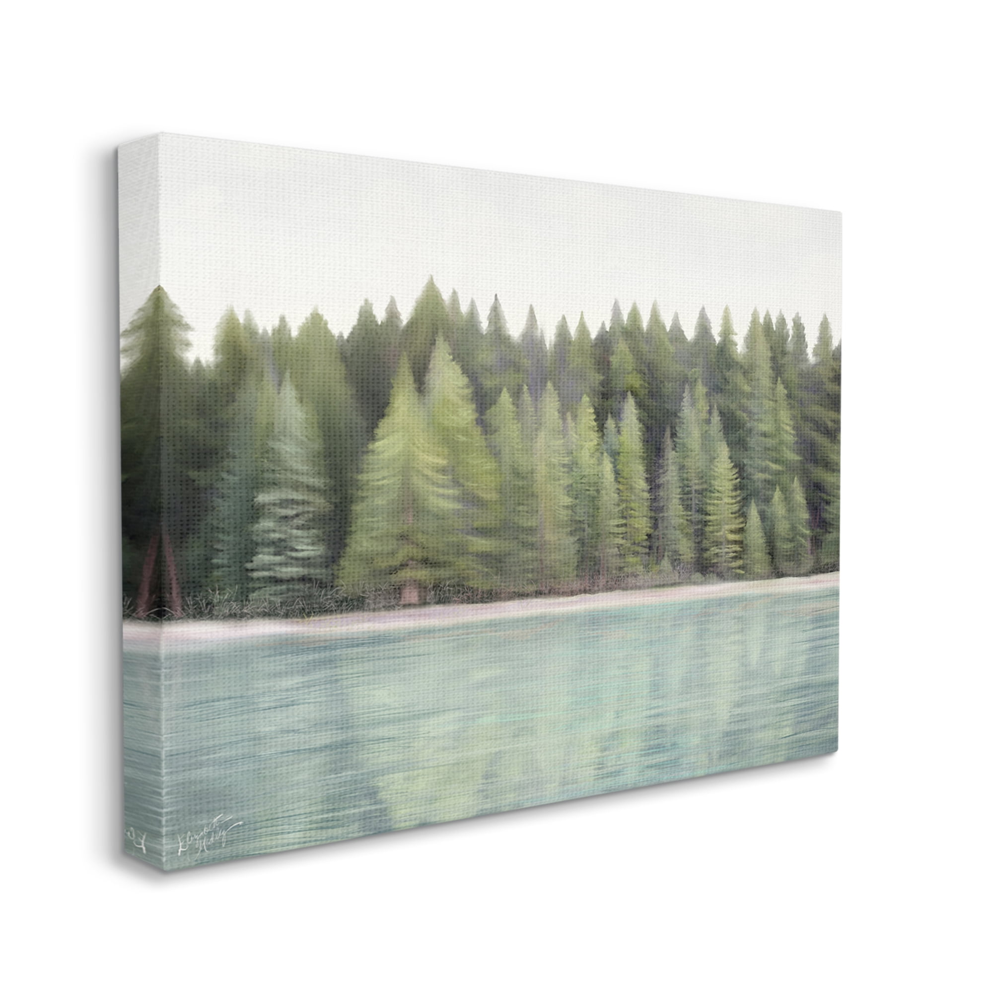Stupell Industries Woodland Lake Shore Landscape Painting Gallery Wrapped Canvas Art Print Wall Art, 30 x 24