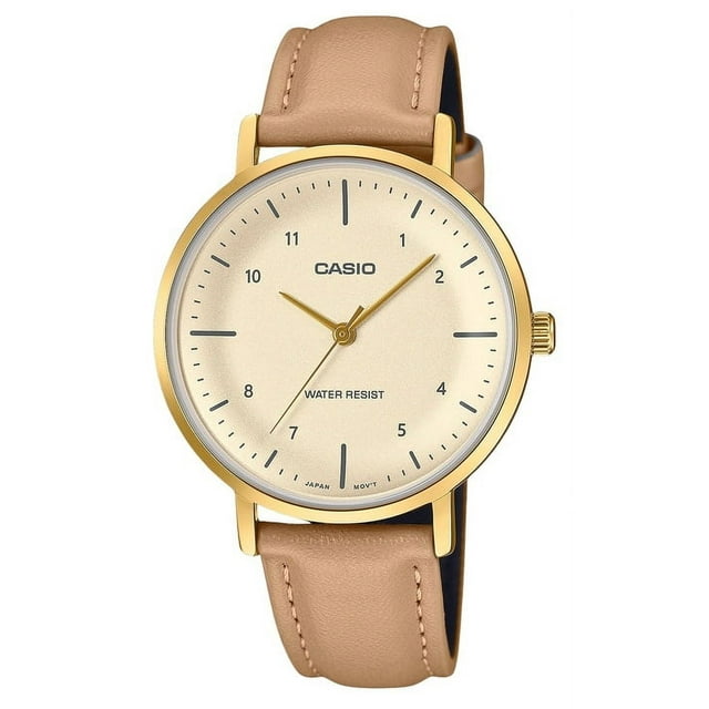 Casio Standard Analog Leather Strap Salmon Dial Quartz LTP-VT03GL-4B Women's Watch