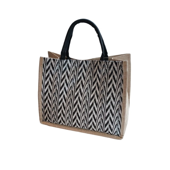Black Striped Large Capacity Tote Bag For Women As Shoulder Handbag And Everyday Casual Use
