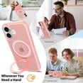 thumbnail image 3 of Asuwish Phone Case for iPhone 17 6.3 inch Tempered Glass Screen Protector Magnetic Folding Stand Frosted Translucent Rugged Shockproof Protective Cell Cover i Phone17 i17 17Case Women Men Pink, 3 of 6