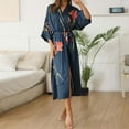 thumbnail image 2 of Celivon Silk Satin Robes For Women Spring Summer Long Pajamas Smooth Luxe Floral Kimono Robe For Cool Sensation 3/4 Sleeve Long Casual Home Wear Bathrobe Sleepwear, 2 of 5