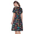 thumbnail image 2 of Bixox Robe d'Été à Manches Courtes pour Femmes Robe Ample Longueur Genou avec Poches-Coloré Poisson, 2 of 7