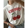 thumbnail image 1 of fruit&cherry graphic print t-shirt, short sleeve crew neck casual top for summer & spring, Women's clothing Tee For adult, Men, Women, Teen, Teenager, adolescent, Youth, 1 of 4