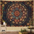 thumbnail image 5 of Boho Floral Mandala Tapestry Wall Hanging Vintage Bohemian Flower Medallion Tapestry Aesthetic Orange Stained Glass Hippie Small Tapestries for Bedroom Living Room Dorm Decor 90 x 60 Inch, 5 of 6