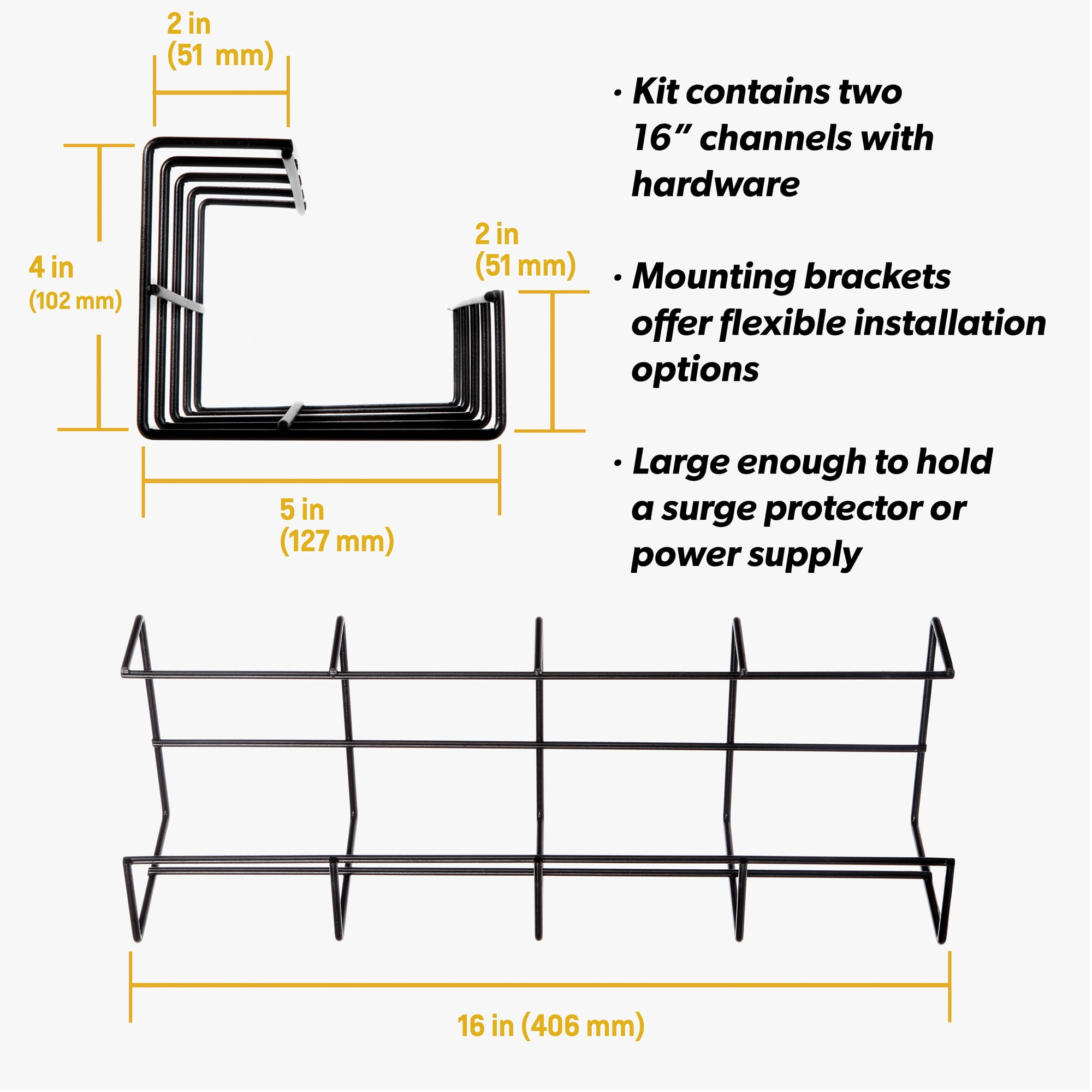 Wire Tray Desk Cable Organizer - 32" Open Slot Raceway by Edison Supply (1 Pack)