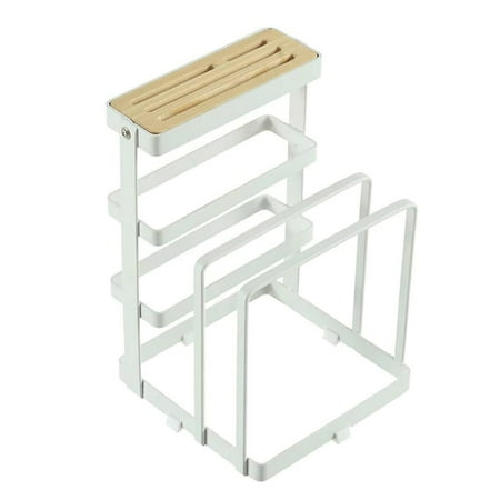 

Cutting Board Holder Cutting Board Organizer Wooden and Iron with Ventilation Structure Food Grade Material for Kitchen Store Knife Lid