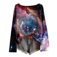 thumbnail image 5 of DHFJKG Long Sleeve Shirts For Women Sweaters Galaxy Printed Knit Pullover Ribbed Casual Loose Fit Crewneck Soft Blouse Trendy Tops, 5 of 5