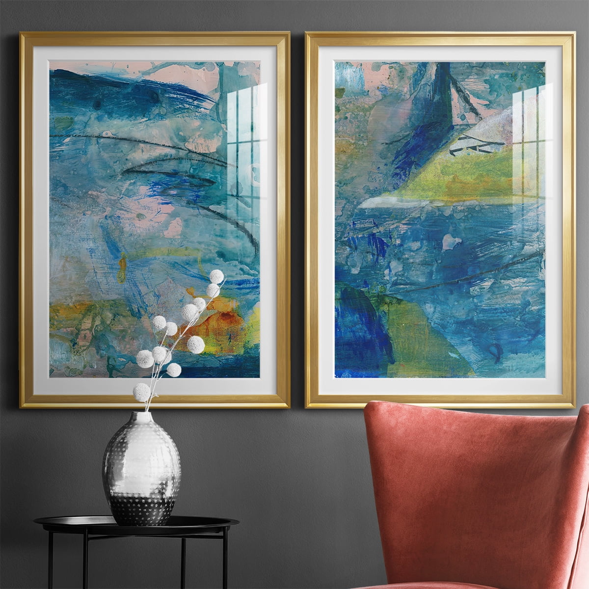 Wexford Home Spring Winds V Premium Framed Print, 18.5" x 24.5" - Ready to Hang, Gold (Set of 2)