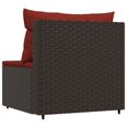 thumbnail image 2 of vidaXL Garden Middle Sofa with Cushions Brown Poly Rattan, 2 of 4