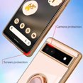 thumbnail image 2 of Compatible with Google Pixel 6A 5G Case Heart Plating Kickstand Mental Ring Luxury Elegant Case Camera Protector TPU Shockproof Protective Back Cover Designed for Google 6A 5G Case -Pink, 2 of 12