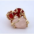 thumbnail image 4 of Natural Rose Quartz & Red Jade Gold Adjustable Ring NRQRJGAR, 4 of 9