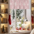 thumbnail image 3 of Valance Curtains for Kitchen Windows Merry Chrismas Winter SnowflakeRod Pocket Valance White Snowflakes on PinkShort Window Curtain Topper for Bedroom Living Room Bathroom 54x18in, 3 of 7