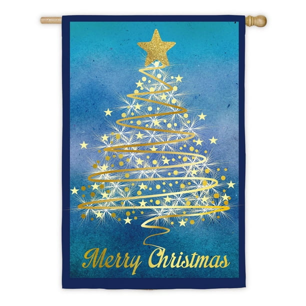 Evergreen Flag Gold Christmas Tree House Flag