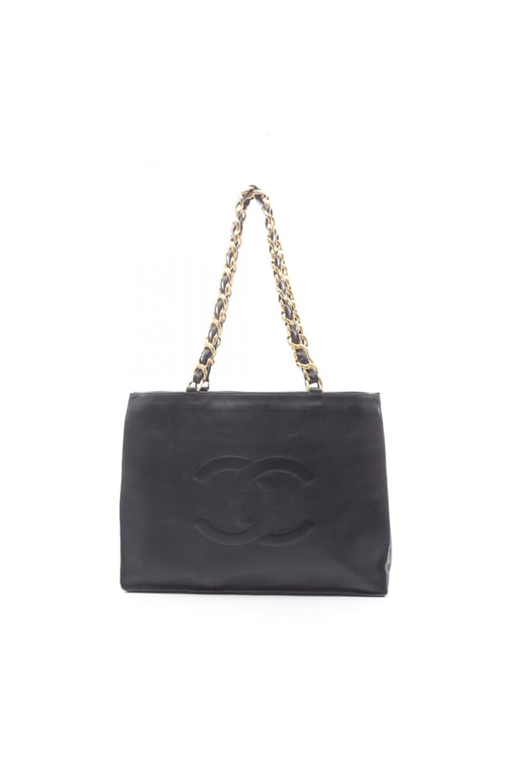 Pre-Owned Chanel CHANEL Large Coco Mark Tote Bag Handbag Leather Women's Black
