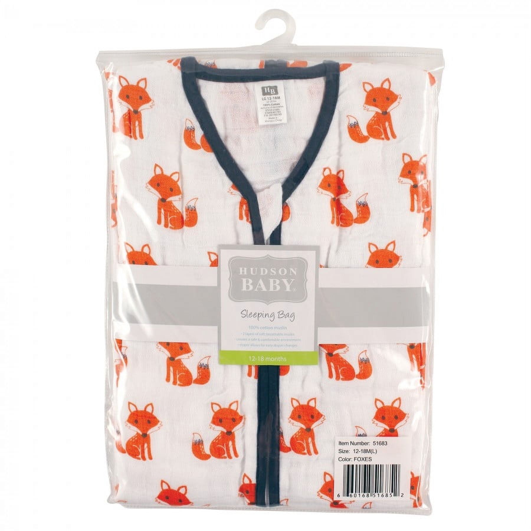 Hudson Baby Infant Boy Muslin Cotton Sleeveless Wearable Sleeping Bag, Sack, Blanket, Foxes, 12-18 Months
